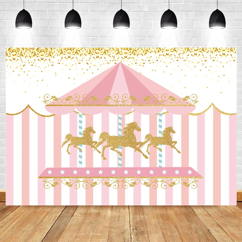 Baby Shower Carousel Party Photography Backdrops for Photo Studio