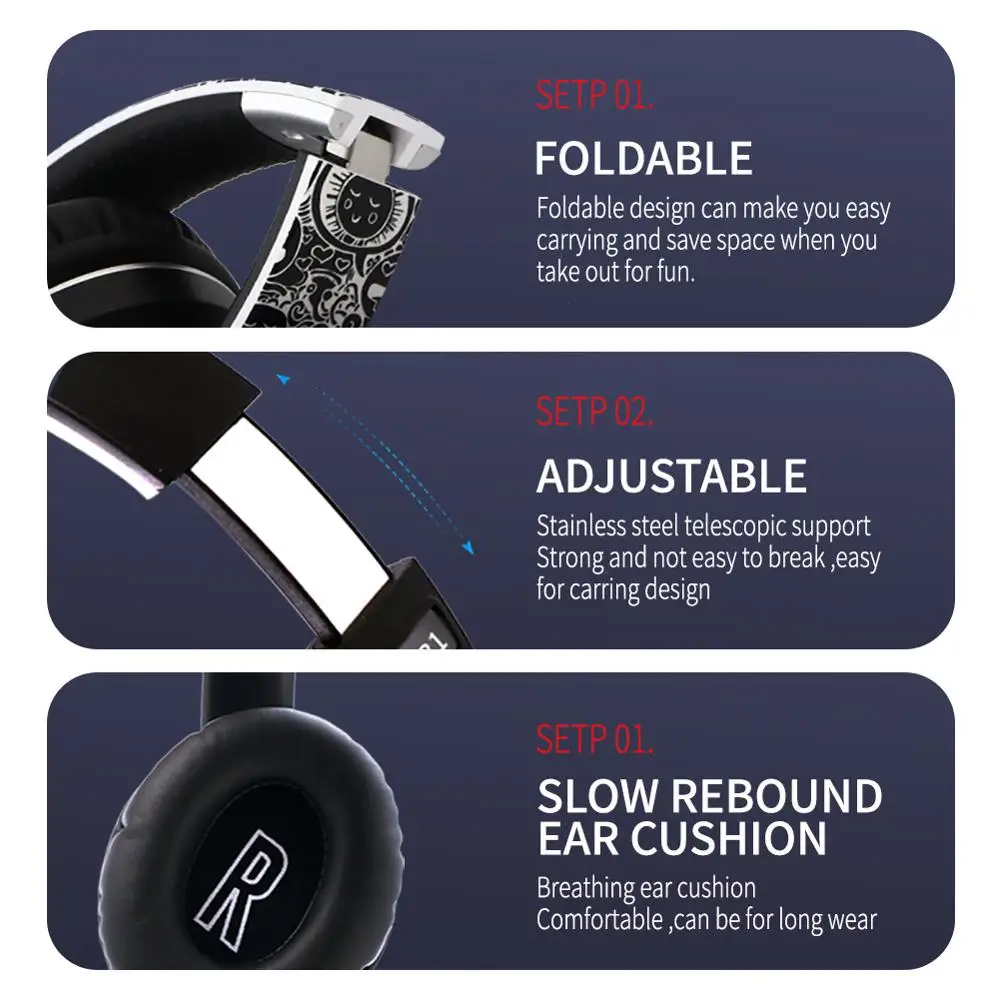 earphone Bluetooth 5.0 Headphones Over Ear Stereo