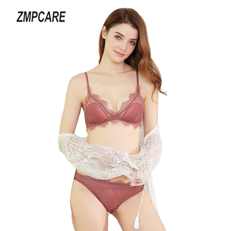 

Sexy Women Bra Sets Triangle Cup Wire Free Bra and Panties Sets Thin Cup Underwear Bikini Comfort Bras Women Bra and Knickers