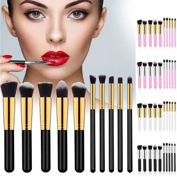 

Hot 10 PCS Professional Kabuki Make-up Brush Foundation Powder Blush Blusher Face Powder Brushes Makeup Cosmetics Brush t6