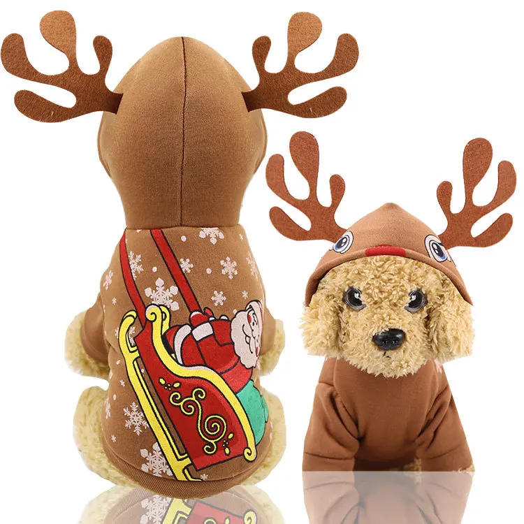 

Santa elk change to put the dog pet cat new winter clothing festival thanks