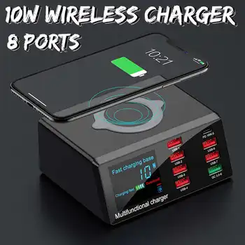 

100W Wireless USB Ports Phone Charger PD QC 3.0 8 USB Fast Charging Station Smart Charge Adapter Charger for iPhone for Samsung