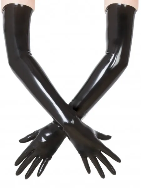 Unisex Latex Rubber Gloves Black Moulded Shoulder Length Latex Gloves unisex Black Long Fetish Gloves mens fleece gloves