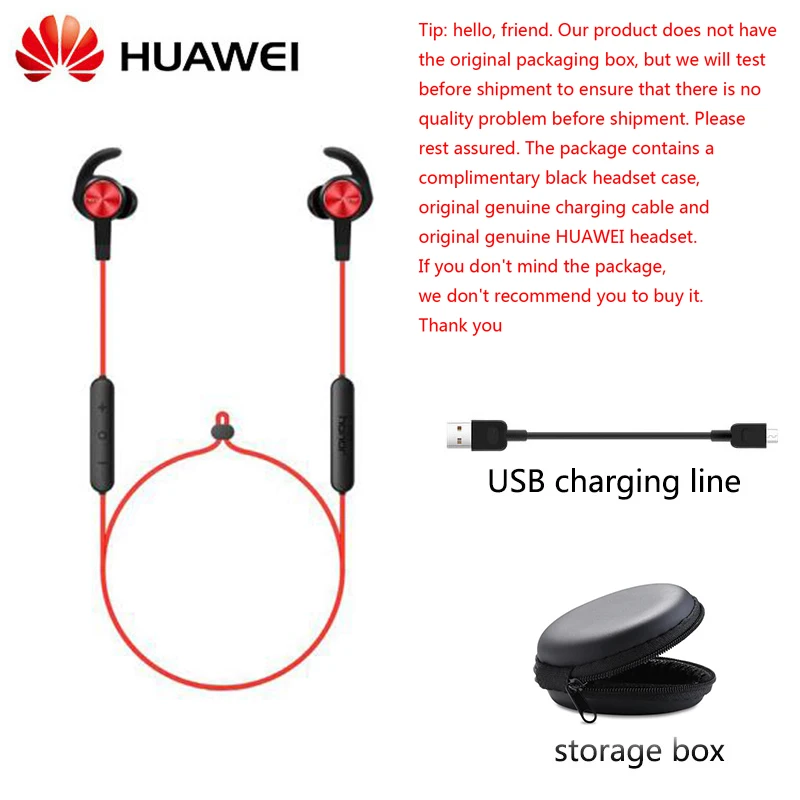 AM61-rd-NR Новинка, huawei Honor xsport AM61, наушники, Bluetooth, беспроводное соединение с микрофоном, в ухо, стиль, зарядка, легкая гарнитура для iOS, Android - Цвет: AM61-rd-NR