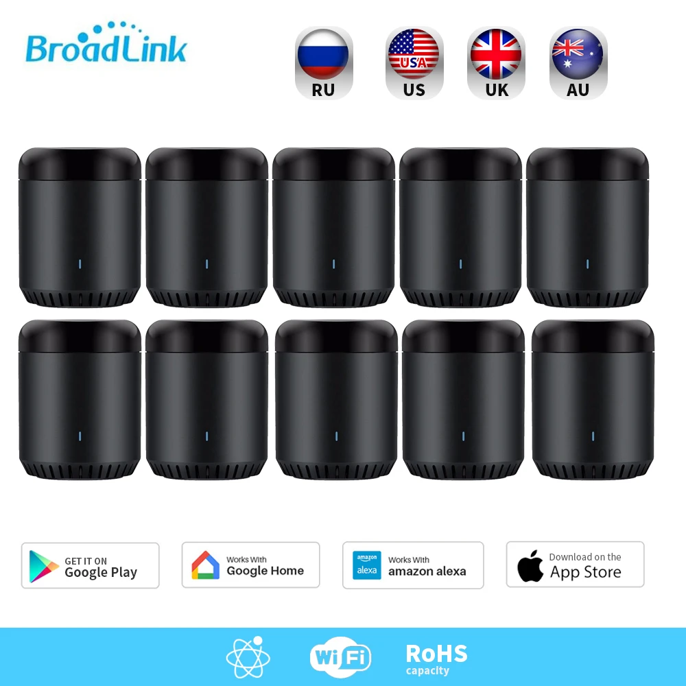 

Broadlink Original 10pcs RM Mini 3 Remote Control IR+4G+WiFi Smart Home Work for Alexa Google Home IFTTT with UK AU US EU Plug