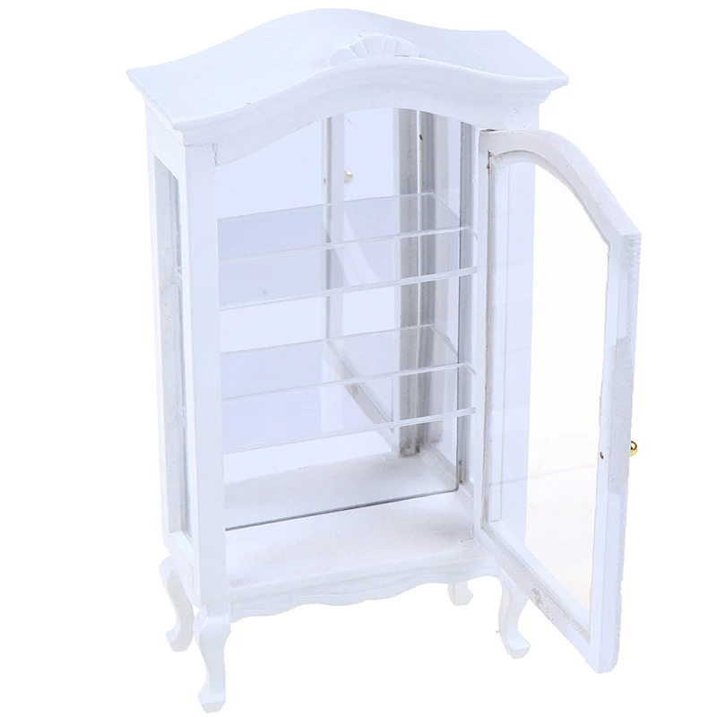 Новинка 1/12 белый кукольный домик миниатюрная мебель кухонный обеденный шкаф выставочная Витрина Полка