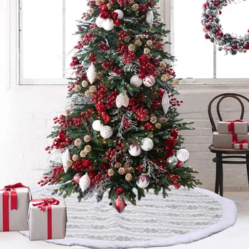 

Zicheng Christmas New Decoration Gray Snowflake Knitted Tree Skirt 120cm Large Tree Apron Dress up Hot Sale