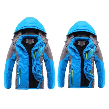 

2x Children Outerwear Warm Coat Sporty Kids Clothes Double-Deck Waterproof Windproof Thicken Boys Girls Jackets Autumn and Winte