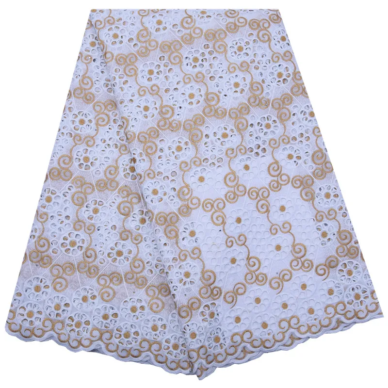 Beige Kalume отверстия нигерийская швейцарская вуаль кружева в швейцарском стиле для мужчин и женщин ткань для платья африканская швейцарская хлопковая кружевная ткань с камнями F1808 - Цвет: Beige