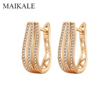 MAIKALE, модный дизайн, циркониевые серьги-гвоздики для женщин, Многослойные Геометрические серьги, полые, золотой, серебряный цвет, Женские Ювелирные изделия, подарок