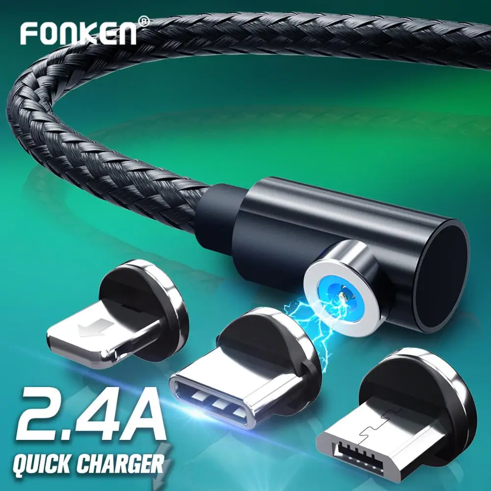 

FONKEN USB Type C Magnetic Cable 360 Magnet Micro USB Cable for Samsung a50 a70 s9 Fast charge Phone Charger 2m Cable for iPhone
