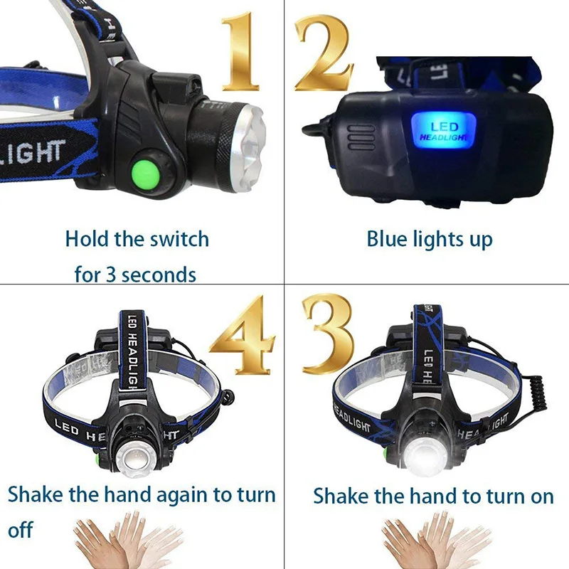 Head Flashlight Cob Headlamp zk30 Body Motion IR Sensor Head Light V6 LED Headlamp Zoomable Headlight Inductive Bright Head Lamp Camping/Fishing Headlight