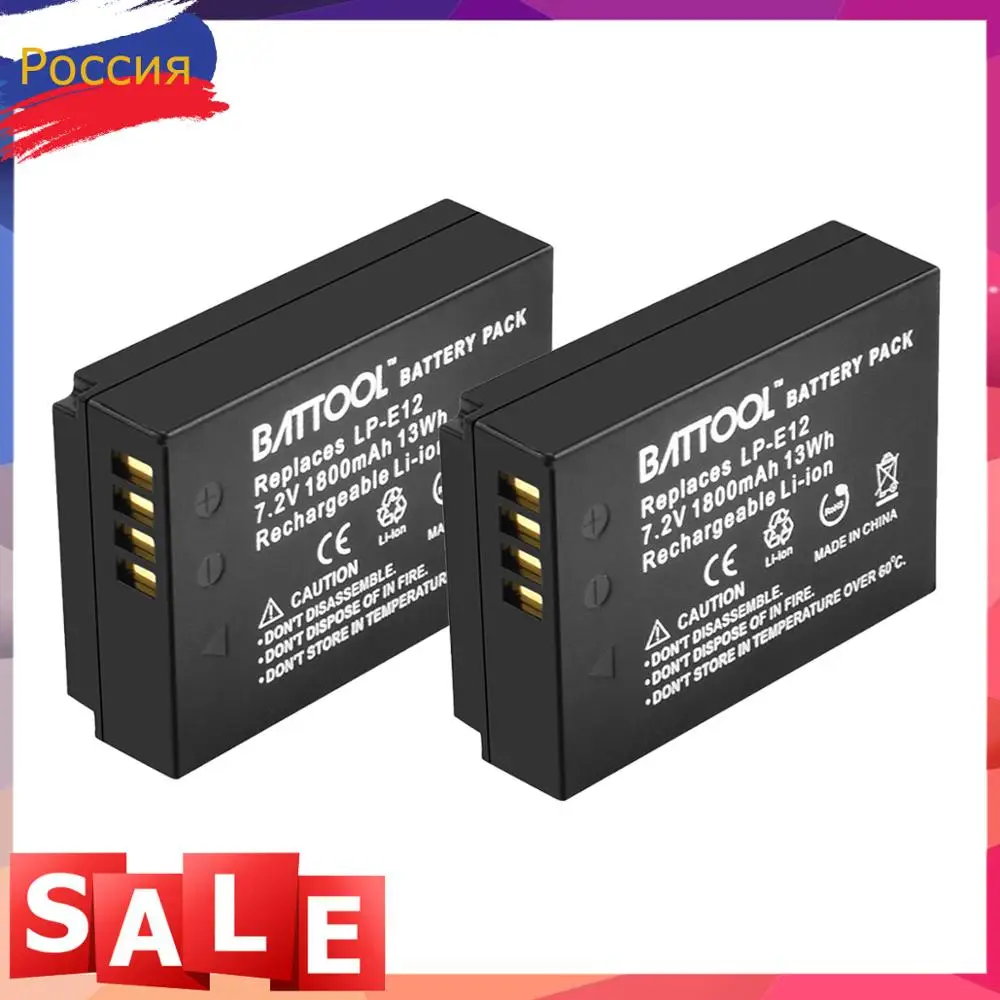 Аккумулятор Battool 7,2 V 1800mAh для камеры Canon LP-E12 LP E12 LPE12+ ЖК-зарядное устройство USB Замена EOS Rebel SL1 M10 M50 M100 RU