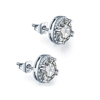 

JQUEEN 8*8mm 925 sterling silver earrings brincos Round Cut AAA Cubic Zirconia stud orecchini oorbellen silver 925 jewelry