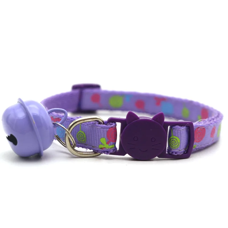 

Adjustable Breakaway Cat Collar With Bell Rainbow Cat Collar Dog Lollipop Prints Pet Cats Collars For Small Dog Necklace