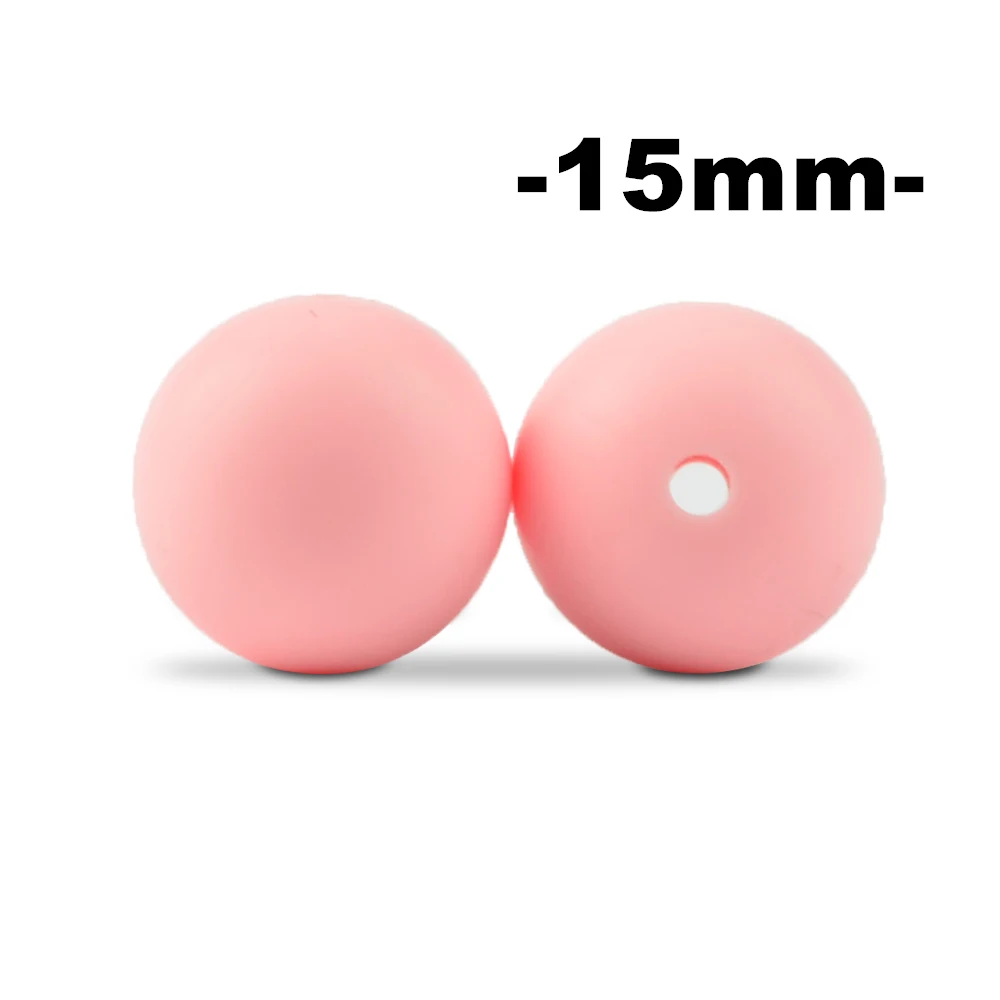 rose quartz LOFCA, 15 мм, 100 шт., силиконовые бусины для прорезывания зубов, Прорезыватель для зубов, ожерелье для кормления ребенка, соска, зажим для ухода за полостью рта, не содержит бисфенола, пищевой, цветной - Цвет: rose quartz