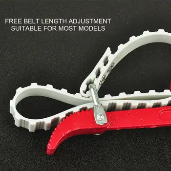 

9" Adjustable Oil Filter Belt Non-slip Rubber Strap Wrench Car Repair Tool 87HE