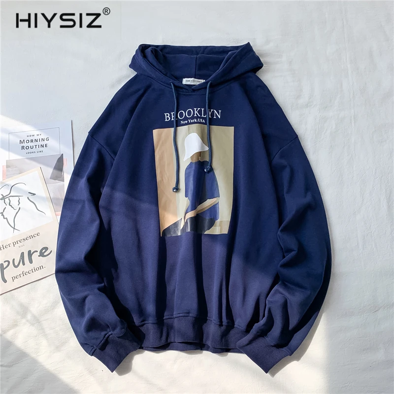 

HIYSIZ Hoodie Men 2019 Fashion Trend Hooded Casual Streetwear Long Sleeves Autumn Winter Tops Brand For Men Print Hoodie H011