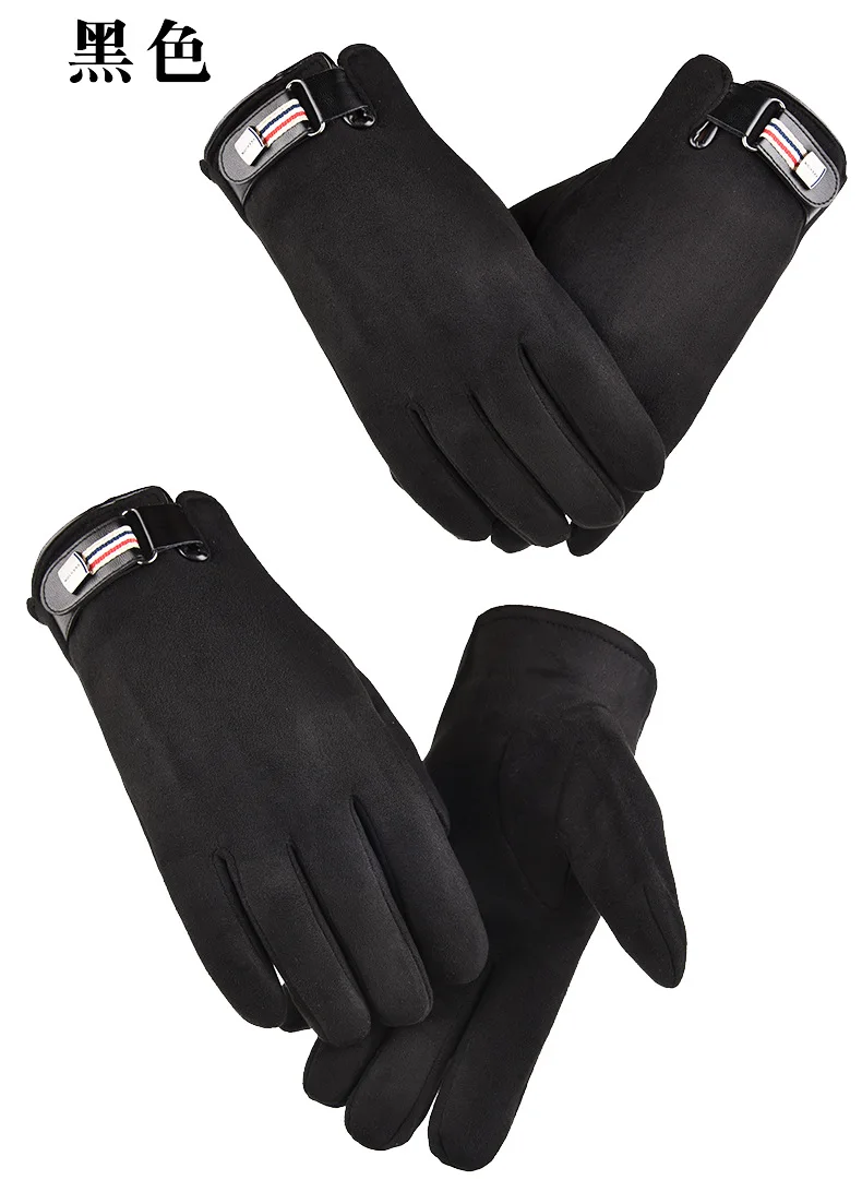 Мужские кожаные перчатки с сенсорным экраном зимние ветрозащитные перчатки на открытом воздухе, теплые и шерстяные перчатки