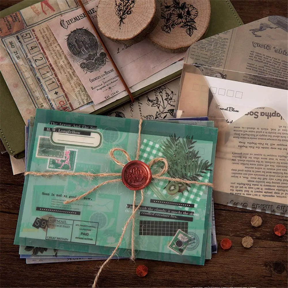 3pcs Vintage Translucent Acid Paper Envelopes Message Card Letter Postcard Wedding Invitation Card Paper Bag Christmas Gifts Bag