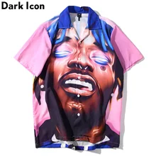 Dark Icon Printed Turn-down Collar Hip Hop Shirt Men 2020 Summer New Fashion Men Women Shirts Street Shirts for Men