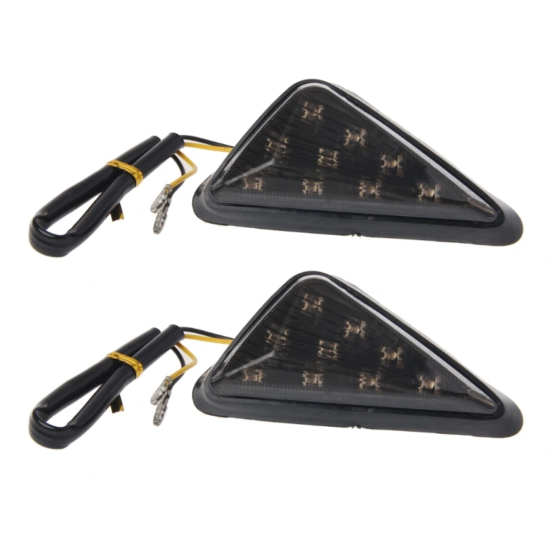 

1 Pair Triangle Flush Motorcycle Turn Signal Bulb Blinkers Indicator Light 9 LED Smoke Lens For For Honda Yamaha Suzuki YZF GSXR