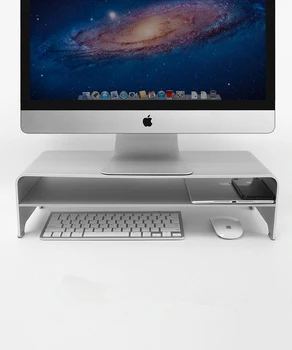 

2 Tier Home Office Aluminium Metal Monitor Riser Computer Stand with Desk Storage Organizer
