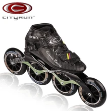 Встроенный кататься на коньках скорости фильтр углерода скорости кататься на коньках обувь для взрослых и детей в виде Инлайн ролики с расположением колес в линию Patins скорость катания на роликовых коньках