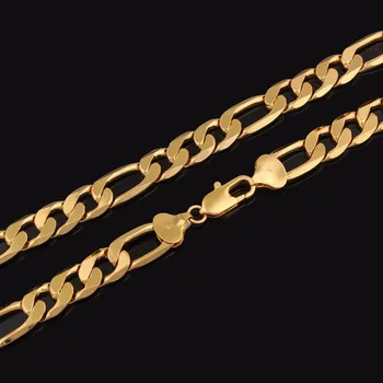 

18 k 22 K 24 K Thai Baht Fine Gold Filled Figaro Chain Necklace Made In CHINA -LIFETIME WARRANTY