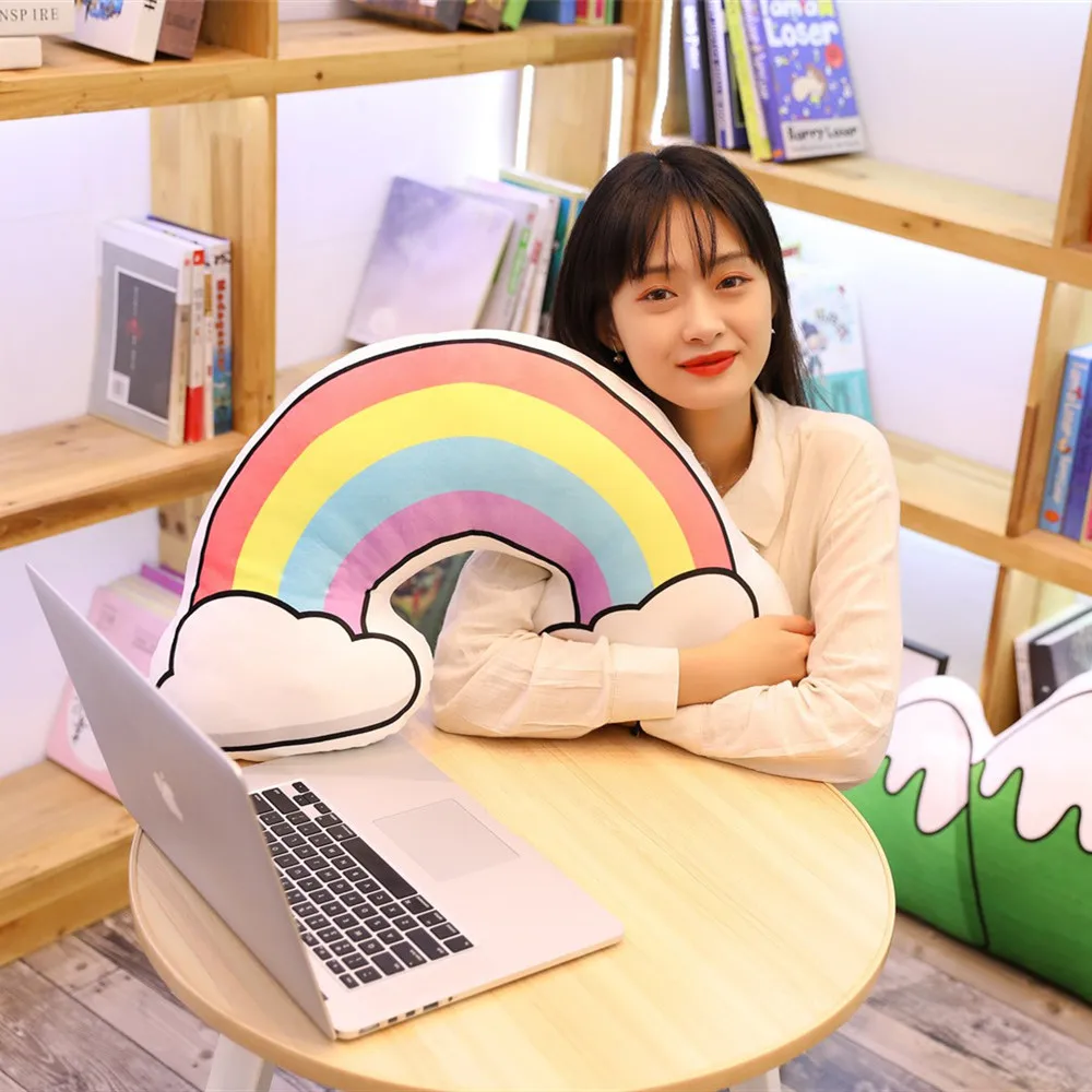 Kawaii плюшевая подушка для сна, облачная звезда, подушка в виде Луны, детская комната, Декор, природа, радужная Подушка, детские подарки на день рождения
