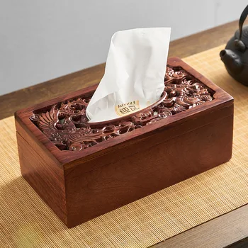 

Chinese Style Classical Wooden Tissue Box Hollow Carving Craftsmanship with Lid Napkins Tissue Box Classical Home Decor Gifts