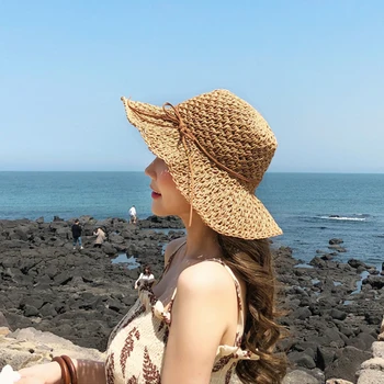 

Hat female summer sun hat foldable straw hat holiday holiday sun hat straw hat beach hat seaside