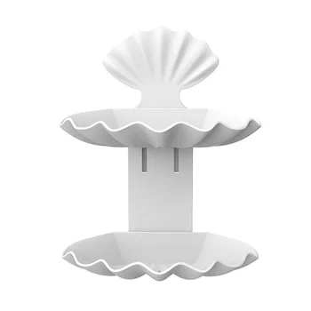 

Storage Box Soap Dish Double Layers Wall Mounted Kitchen Draining No Drilling Home Bathroom Shower Tray Hotel Shell Shaped Plate