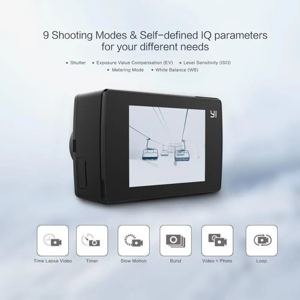  YI Lite Action Camera 16MP Real 4K Sports Camera with Built-in WIFI 2 Inch LCD Screen 150 Degree Wi