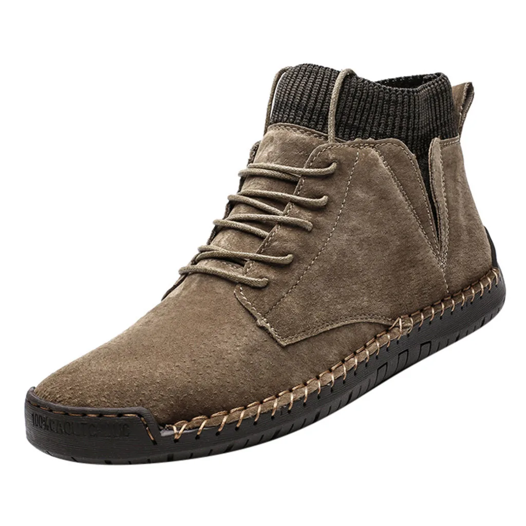 Retro Combat Boots Men's Casual Shoes Breathable Socks Locomotive Tooling Shoe Students Winter Short Booties chaussure homme