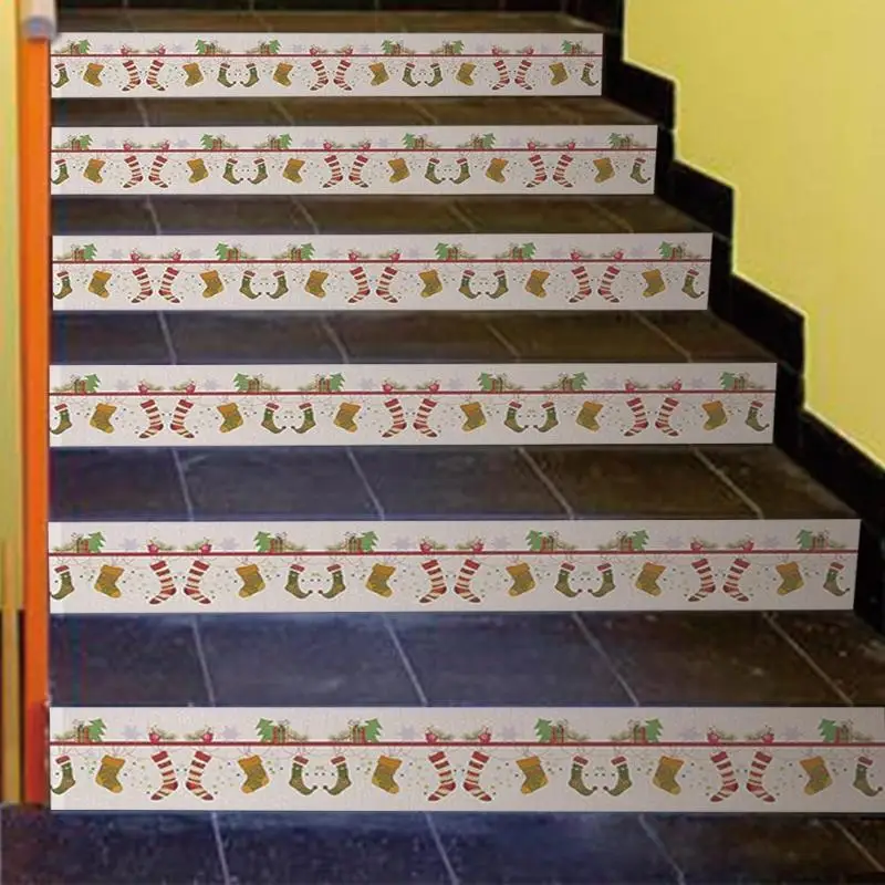 5 шт. 120x18 см самоклеющиеся DIY водонепроницаемые лестницы наклейки Рождественский Декор