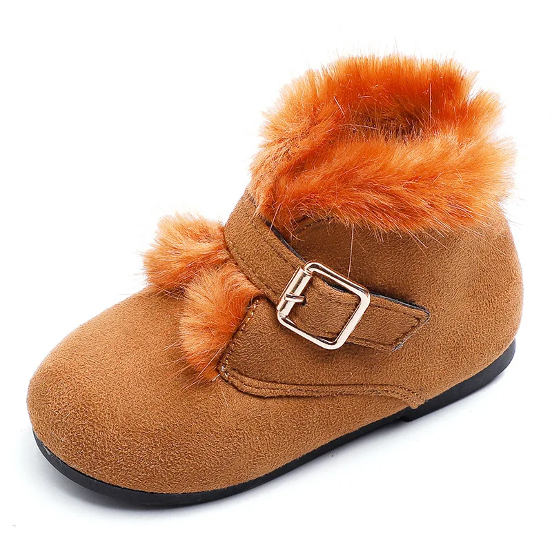 

AFDSWG winter kids shoes boots plush kid girl snow boots black short paragraph princess boots yellow children boots boy red