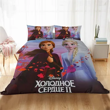 

Fashion Cartoon Elsa Ice Bedding set King-Full Size Bedclothes Include Duvet Cover Pillowcase Print Home Textile Bed Linens