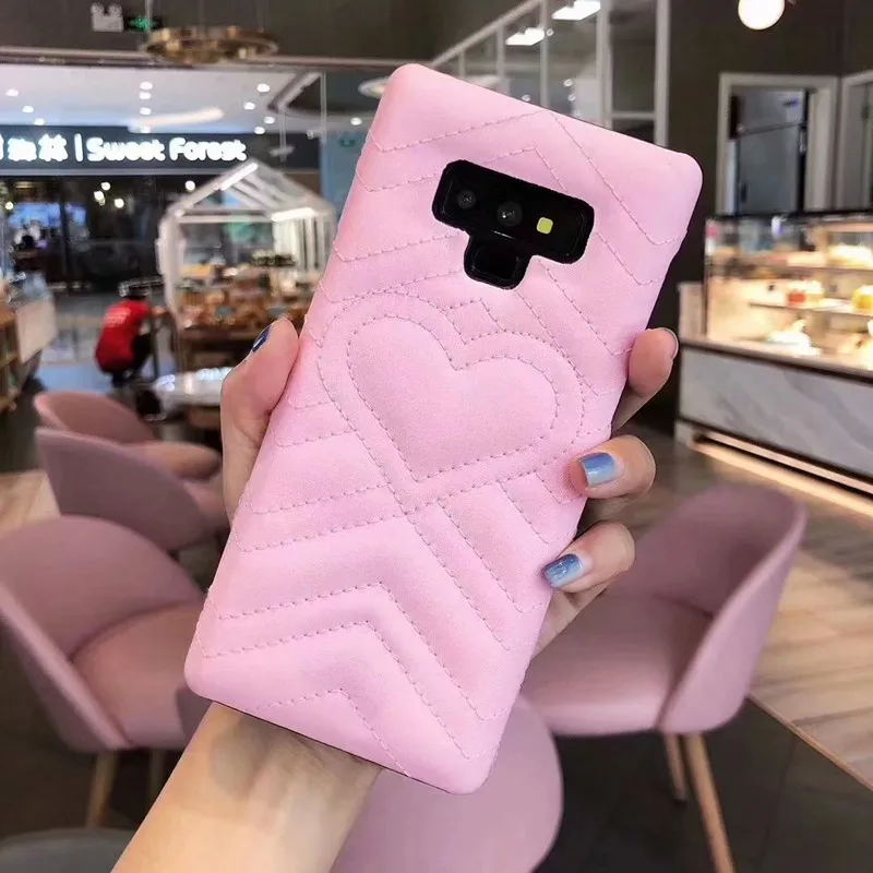 Pink SYCASE роскошный GG кожаный чехол для телефона samsung S8 S9 S10 Plus Lite Note8 Note9 женский дизайнерский логотип Чехол - Цвет: Pink