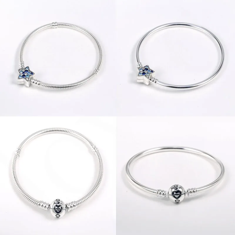 Подлинная 925 пробы Серебряная гравировка Снежинка застежка уникальный, как вы цепочка браслет и браслет подходит DIY ювелирные изделия