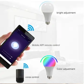 

Smart LED Lamp Light Bulb Change Color Light Bulb for Alexa/Google Home APP Remote Control WiFi Wireless E26/E27