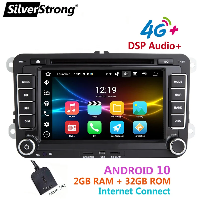 SilverStrong 2Din Android10.0 CarPLAY DVD для Volkswagen PassatB6 B7 Golf MK5 MK6 автомобильный Android GPS Vento Radio 65DS|Мультимедиаплеер авто| |