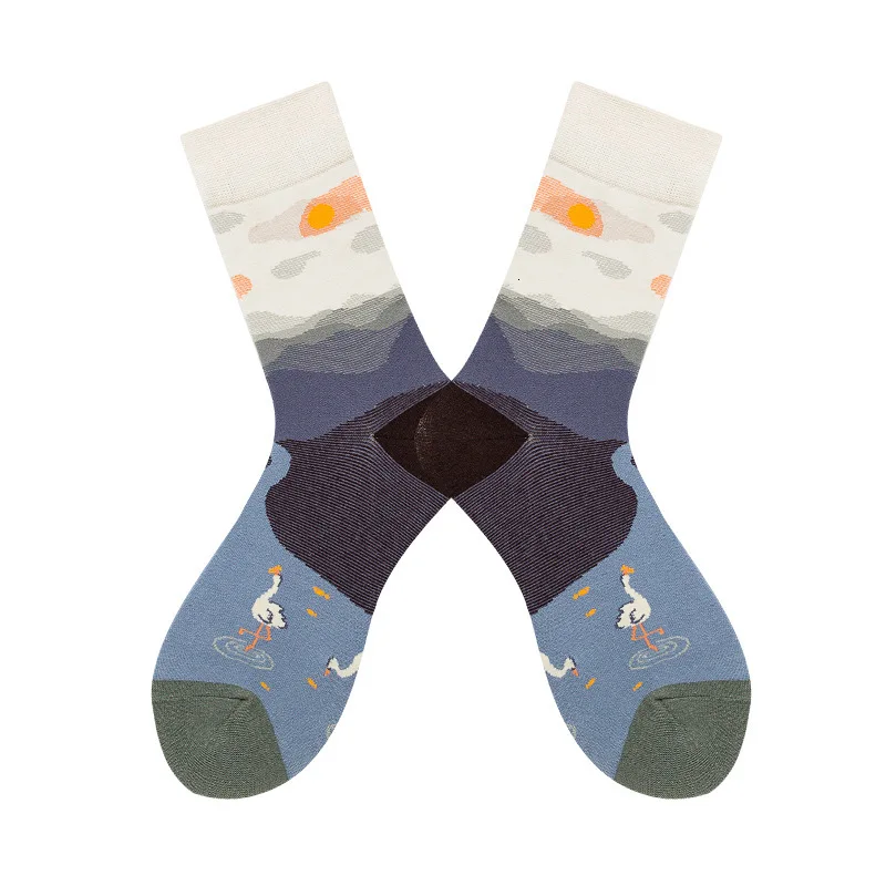 1 пара хлопчатобумажные мужские носки забавные Носки с рисунком счастливых носков с красочными принтами новые подарочные носки осень-зима Calcetines - Цвет: 5