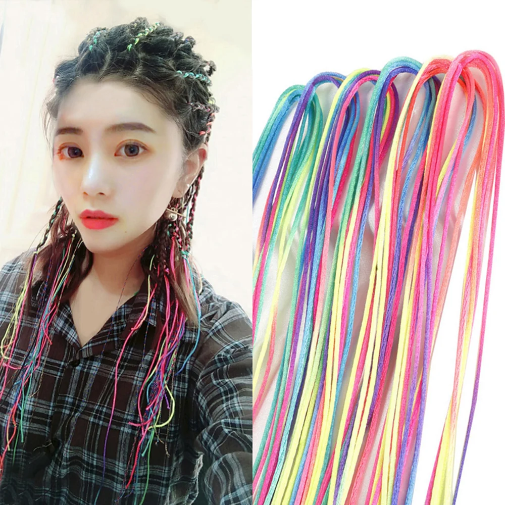 1PackMixColorBraidedHairRopeSilkThreadbingHandmadeRibbonFashionWomenGirlsHair.jpg