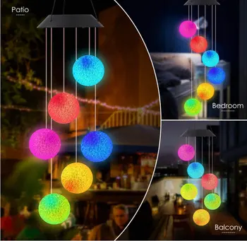 

Outdoor Led Solar Lamp Waterproof Solar Garden Light LED Wind Chime Crystall Ball For Party Patio Yard Garden Decorative