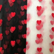 Новинка, популярное Сетчатое нижнее полотенце с вышивкой в виде сердца, кружевная ткань, юбки для девочек, сетчатая ткань с вышивкой, Tissus, 90x130 см