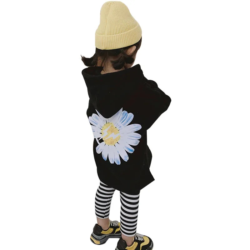 

Children Girls Hoodies Spring Autumn Long Sleeves Sweater Floral Print Casual Long Outerwear Clothes Baby Girls Sweatshirt Dress