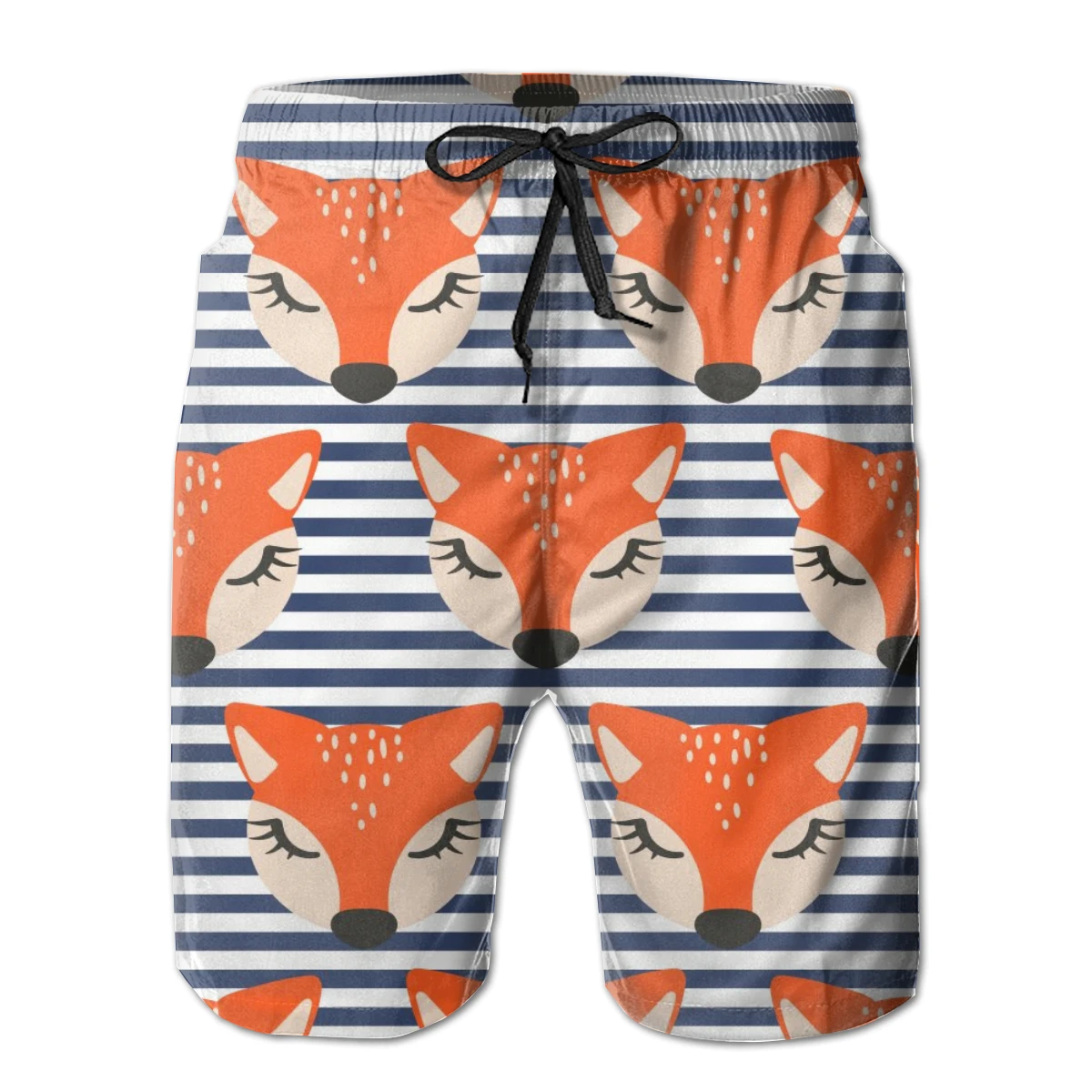 Мужские купальные шорты милые лисы в полоску синие мужские плавки купальный