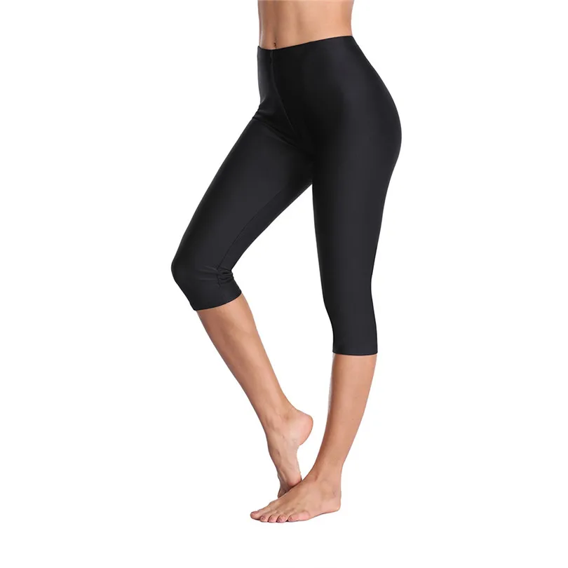 

YGYEEG Women Leggings Summer Black Capris Neon High Waist Spandex Female Fitness Short Fluorescence Mid-Calf Polyester Pants