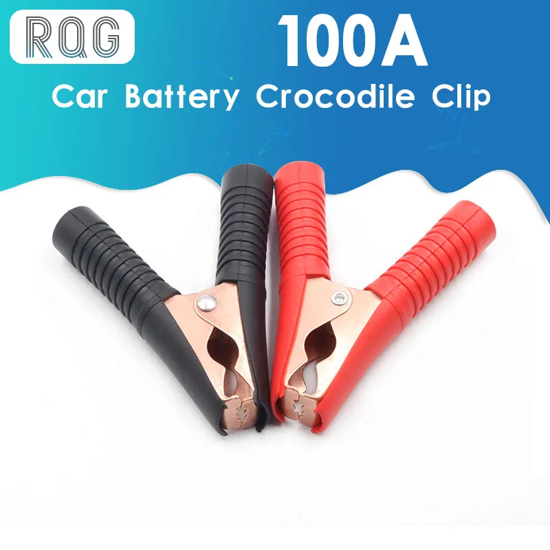 2x Hot Copper Car Battery Clip Crocodile Alligator Test Clamp 100A  Red & Black· 